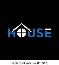 Modern House Logo with Roof and Window Design

