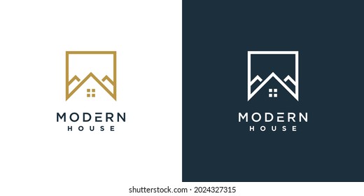 Modern house logo unique shape concept Premium Vector 