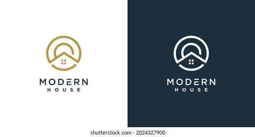 Modern house logo unique shape concept Premium Vector