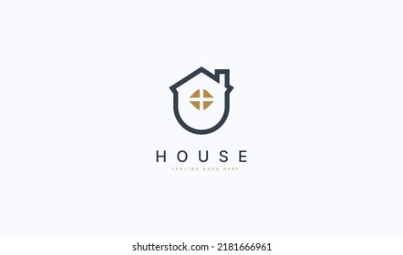 Modern House Logo. Usable for Construction, Real Estate, Apartment Logos. Flat Vector Logo Design Template Element.