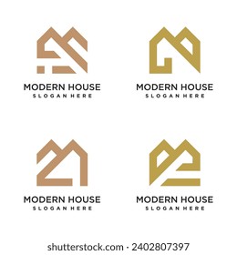 Diseño vectorial del logo de la casa moderna con concepto de estilo moderno e idea creativa