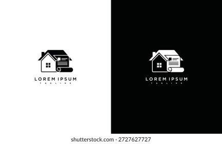 Logos modernos de la casa mostrados uno al lado del otro contra fondos blancos y negros contrastantes desde un punto de vista frontal directo como ilustraciones gráficas