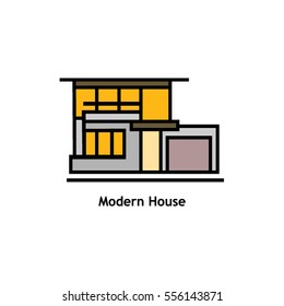 Modern house, mansion, residence, flat line illustration, real estate icon, illustration, logotype