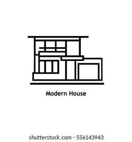 Modern House, Mansion, Residence, Line Illustration, Real Estate Icon, Illustration, Logotype