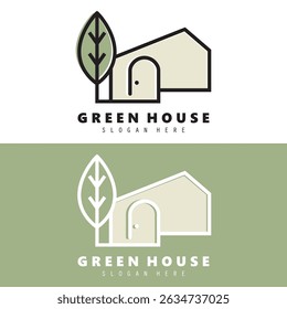 Modern House Minimalist, greenhouse logo design vector illustration