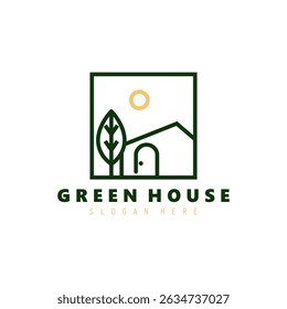 Modern House Minimalist, greenhouse logo design vector illustration