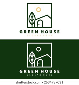 Modern House Minimalist, greenhouse logo design vector illustration