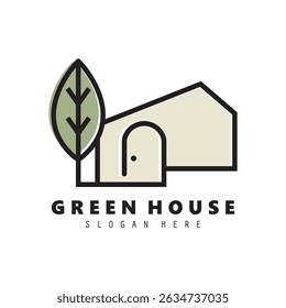 Modern House Minimalist, greenhouse logo design vector illustration