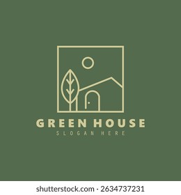 Modern House Minimalist, greenhouse logo design vector illustration