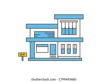 Ilustración vectorial plana de contorno de la casa moderna. Inmobiliaria y casa en alquiler y venta. Elegante edificio residencial.