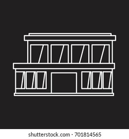 Modern house outline icon vector illustration for design and web isolated on black background. Modern house vector object for label, logo and advertising