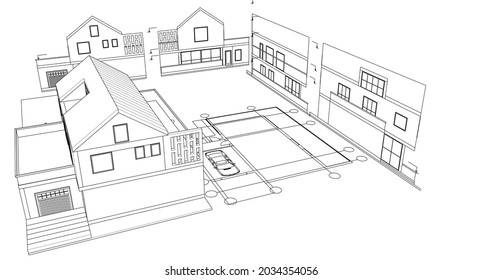modern house plan 3d illustration