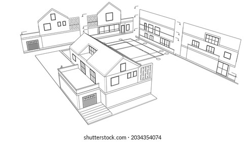 ilustración 3d del plan de casa moderno
