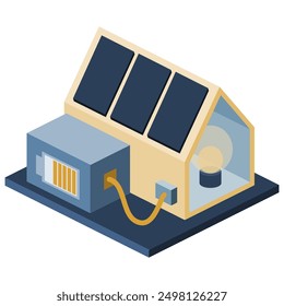 Casa moderna alimentada por energía fotovoltaica, utilizando energía solar renovable para el Recargo de almacenamiento de energía para una mejor gestión de la energía del hogar.