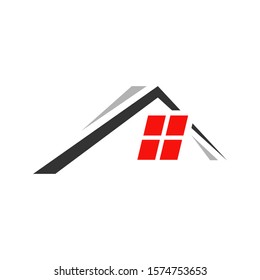 modern house realty logo vector illustration. roof windows symbol icon template.