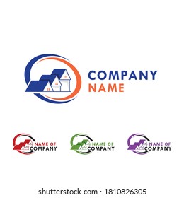 Modern house renovation and construction repair service logo. Silhouette of home building. For professional business brand, raise up company. Minimalist design. Apply to web site, Adds, Apps icon