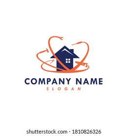 Modern house renovation and construction repair service logo. Silhouette of home building. For professional business brand, raise up company. Minimalist design. Apply to web site, Adds, Apps icon