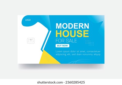 Modern house for sale banner cover thumbnail corporate background template