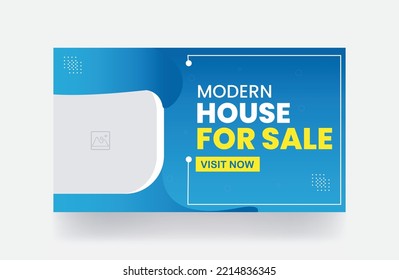 modern house for sale banner thumbnail cover template social media post video cover thumbnail template