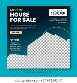 Modern house for sale. Real estate social media template design