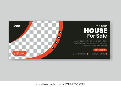 Modern house for sale social media Facebook cover banner template.