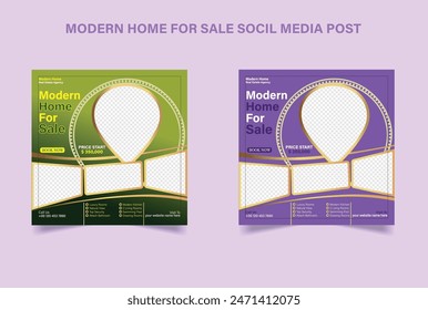 Modern house sale social media post layout design for real estate agency, real estate editable square graphic banner post design with simple element. 