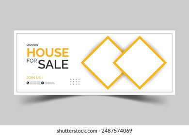 Modern house sale social media cover and web banner template design 