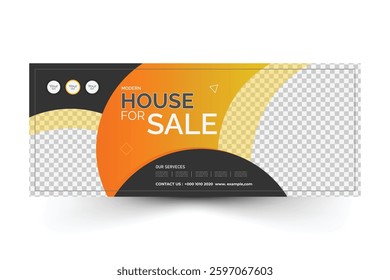 Modern house sale social media cover and web banner template design vector illustration