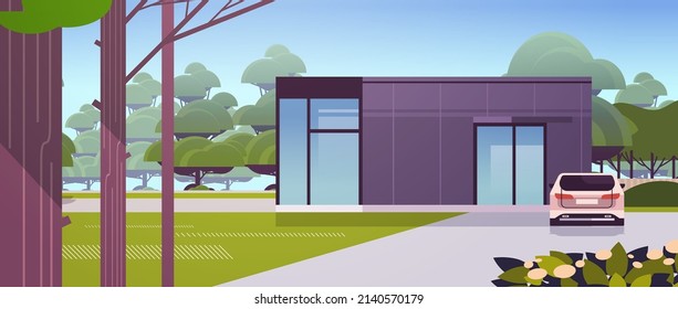 modern house of sandwich panels with panoramic windows environmentally friendly home building modular housing