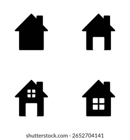 Modern House Silhouette Icons, Editable Vector Set for Apps and Websites