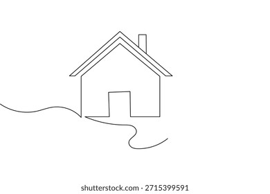 Modern house single line drawing design vector icon