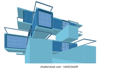 modern house sketch 3d illustration