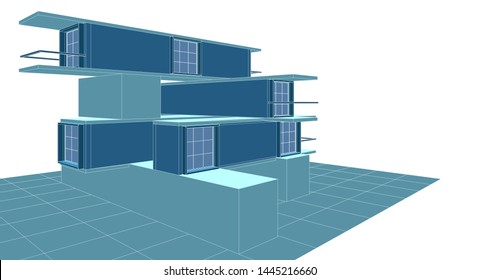 modern house sketch 3d illustration