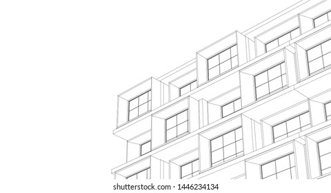 modern house sketch 3d illustration