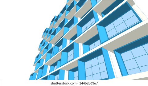 modern house sketch 3d illustration