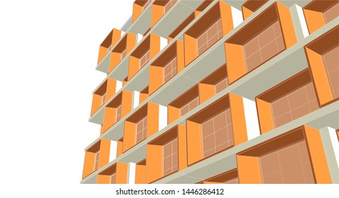 modern house sketch 3d illustration