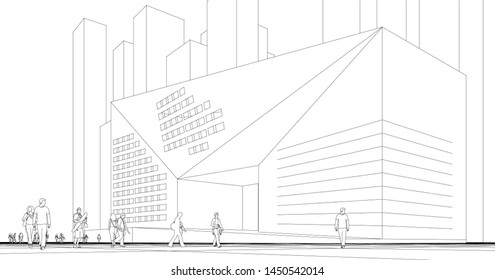 modern house sketch 3d illustration