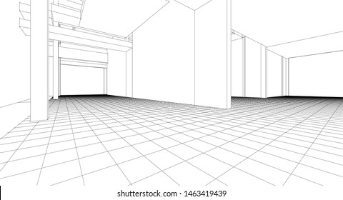 modern house sketch 3d illustration