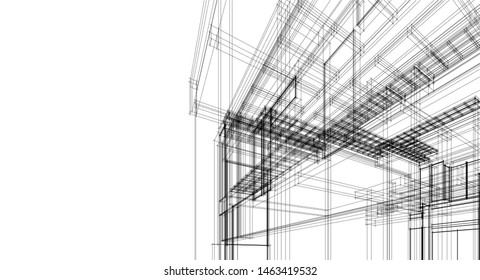 modern house sketch 3d illustration