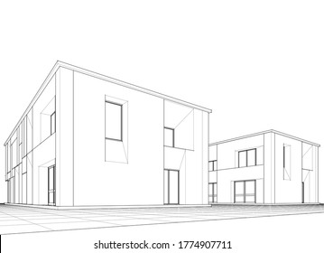 modern house sketch 3d illustration