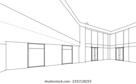 Moderne Hausskizze 3D-Darstellung