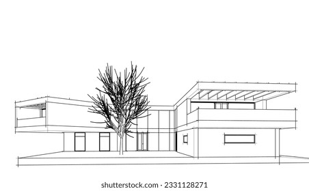 Moderne Hausskizze 3D-Darstellung