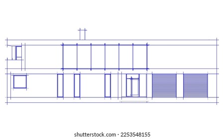 Modern house sketch architectural 3d illustration