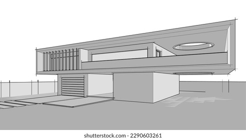 Moderne Hausskizze, Vektorgrafik