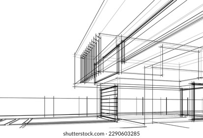 Ilustración vectorial del dibujo de la casa moderna
