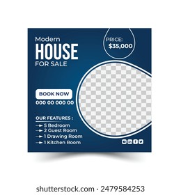 Modern house social media post design template
