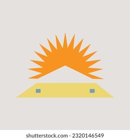 Modern House Sun and Solar Panel for Renewable Energy Logo Design Vector