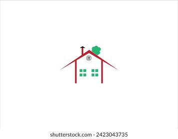 Modern house template,Houses for sale and rent collection,Realistic cottage composition clean cut new cottage with a brown roof stands among the trees vector illustration,