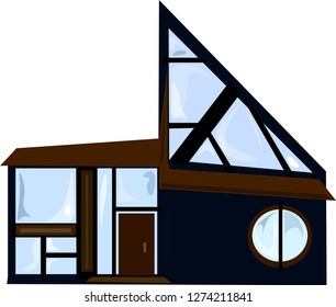 modern house with triangular roof