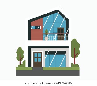Arquitectura vectorial de casa moderna. Ideas inmobiliarias. Vista frontal